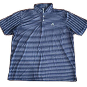 Rhoback Men's Striped Performance Polo Shirt, Navy/Light Pink, Size XXL, FLAW